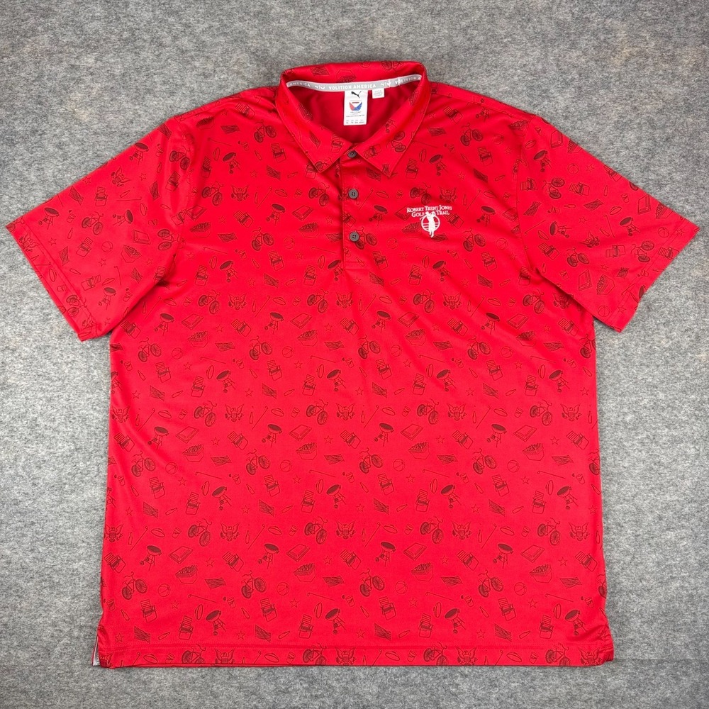 Puma Volition America Polo Shirt Robert Trent Jones Golf Trail Logo Red Mens XL